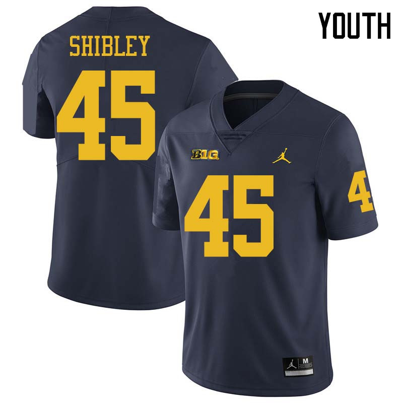 Jordan Brand Youth #45 Adam Shibley Michigan Wolverines College Football Jerseys Sale-Navy